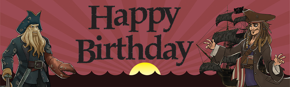 Happy Birthday Banner - Jack & Davy Jones Pirates