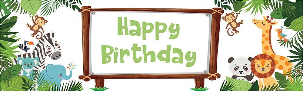 Happy Birthday Banner - Kids Jungle Animal Party