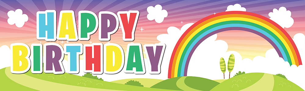 Happy Birthday Banner - Kids Rainbow Party